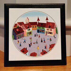 Villeroy & Boch Naif Wood-Framed Tile Trivet Village Square